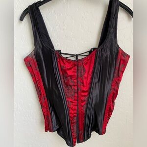 Victoria Secret vintage corset black and red satin small